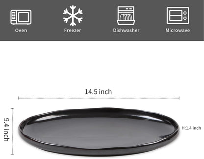 vicrays Serving Platter Ceramic Tray Plates Extra Large Oval 14.5 Inch Porcelain Dinner Plates Long