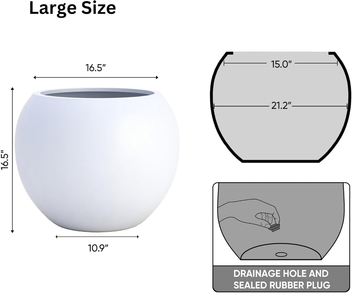 DTY Signature Mount Sherman Lightweight Durable Modern Fiberstone Sphere Planter for Indoor &