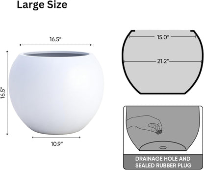 DTY Signature Mount Sherman Lightweight Durable Modern Fiberstone Sphere Planter for Indoor &