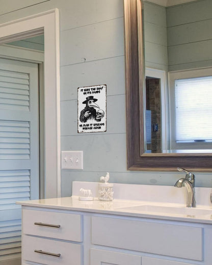 ALKB Halloween Bathroom Decor 8 x 12 Inch - Goth Plague Doctor Metal Tin Sign,Gothic Lovers