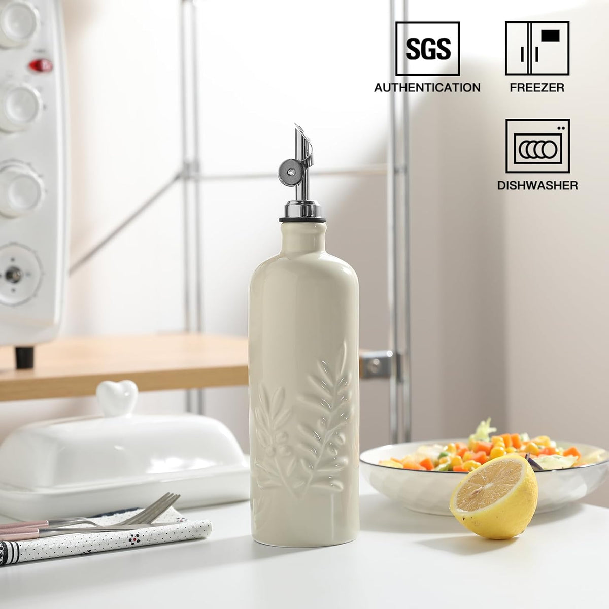 Sweejar 18 Oz Oil Dispenser for Kitchen with Gravity Spout, Ceramic Olive Oil Dispenser Bottle