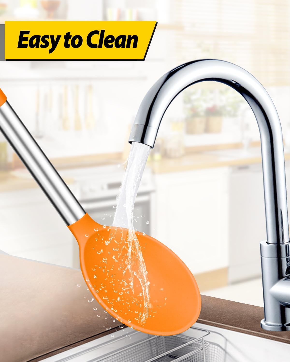 Pack of 2 Large Silicone Cooking Spoons,Non Stick Solid Basting Spoon,Heat-Resistant Kitchen