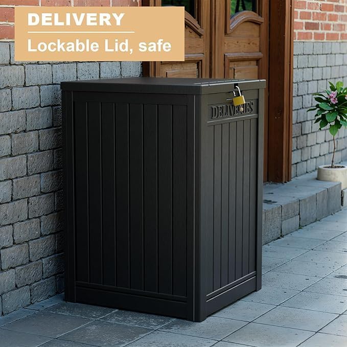 DRATO 48 Gallon Package Delivery Box, Large Lockable Storage Box, Double-Wall Resin Outdoor Package