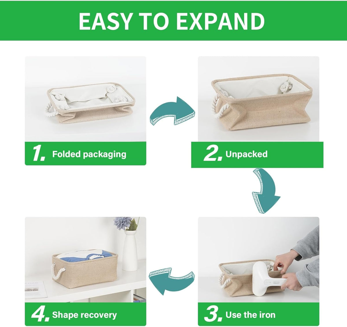 Bidtakay Small Storage Baskets for Shelves 3 Pack Fabric Storage Bins for Organizing Linen