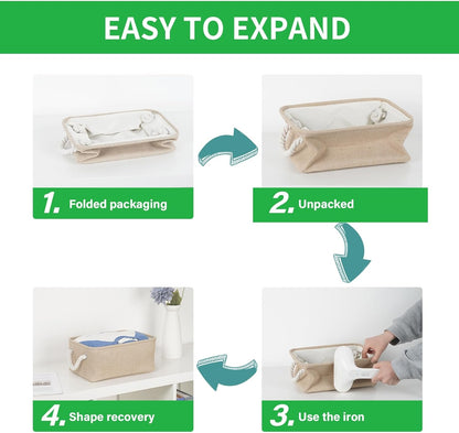 Bidtakay Small Storage Baskets for Shelves 3 Pack Fabric Storage Bins for Organizing Linen