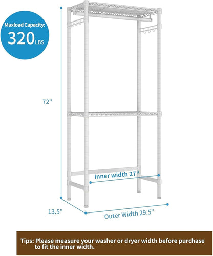 Over Washer and Dryer Shelves,2 Tier Adjustable Height Wire Shelving Laundry Room Storage