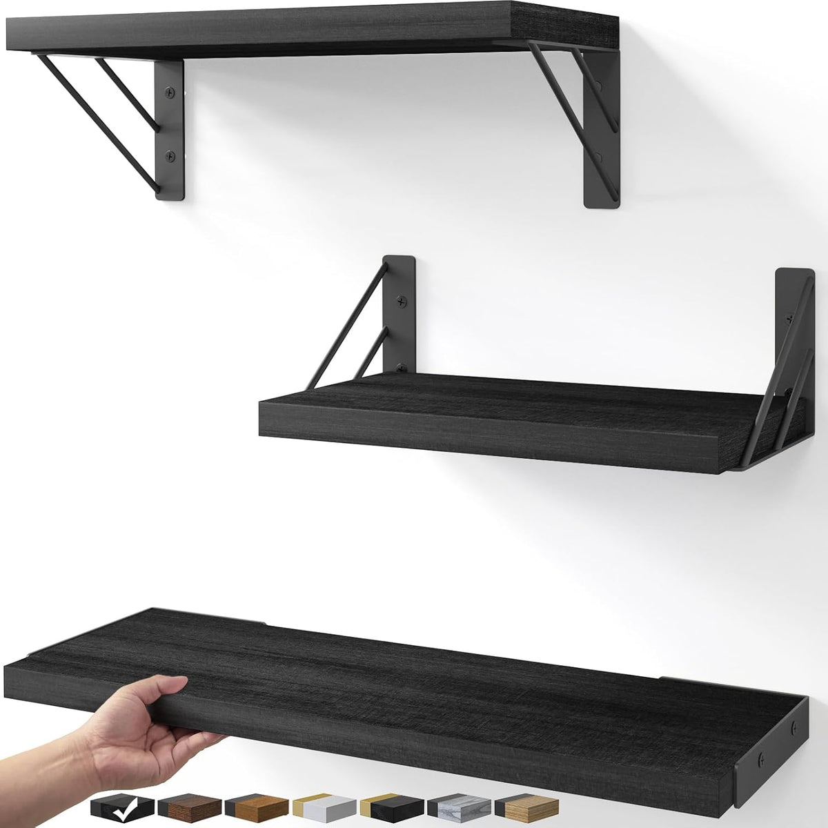 BAYKA Wall Shelves for Bedroom Decor, Floating Wall Shelves for Living Room Kitchen Storage, Wall