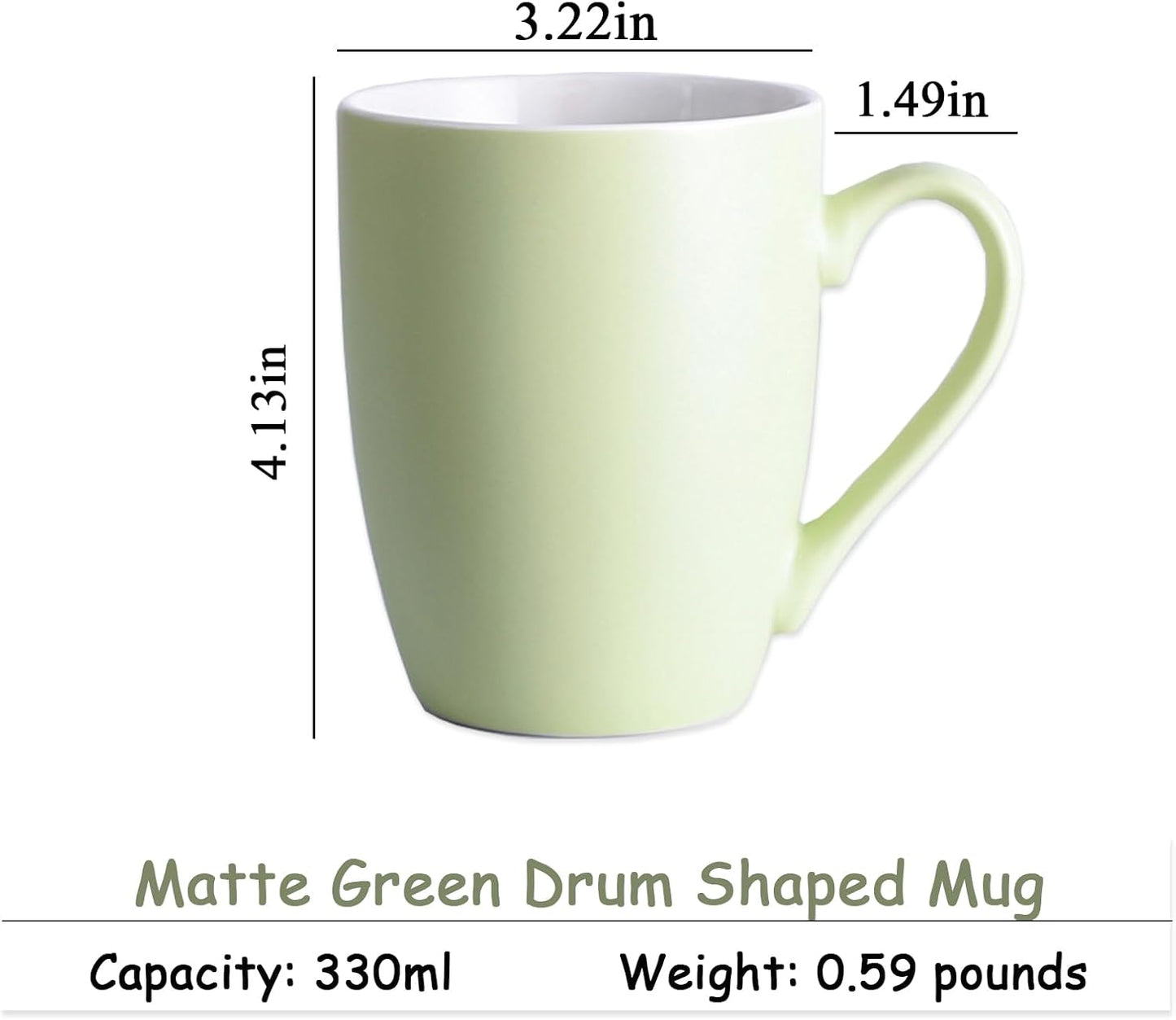 Coffee Mugs Set of 6, 12oz Ceramic Coffee Mugs with Handle, Matte Porcelain Green Coffee Mug for