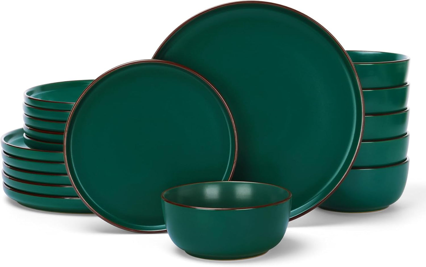 Famiware Mercury Plates and Bowls Sets, 18 Pieces Stoneware Dinnerware Sets, Dishes Set for 6