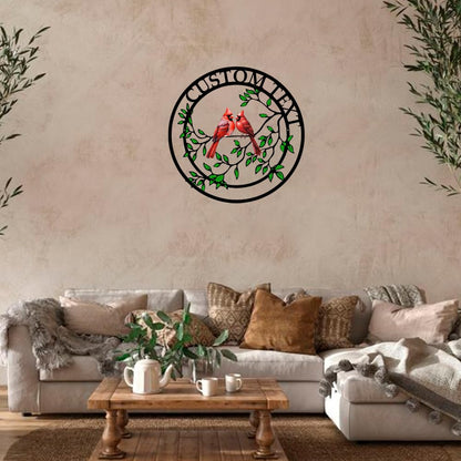 Personalized Name Garden Cardinal Metal Signs, Custom Family Name Outdoor Indoor Wall Decorations