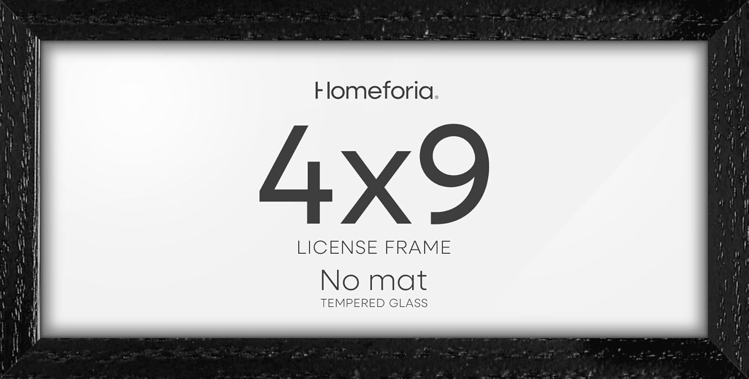 Homeforia 4x9 Business License Frame Black, High End Oak 4 x 9 Black Wood Certificate Frames, 9x4