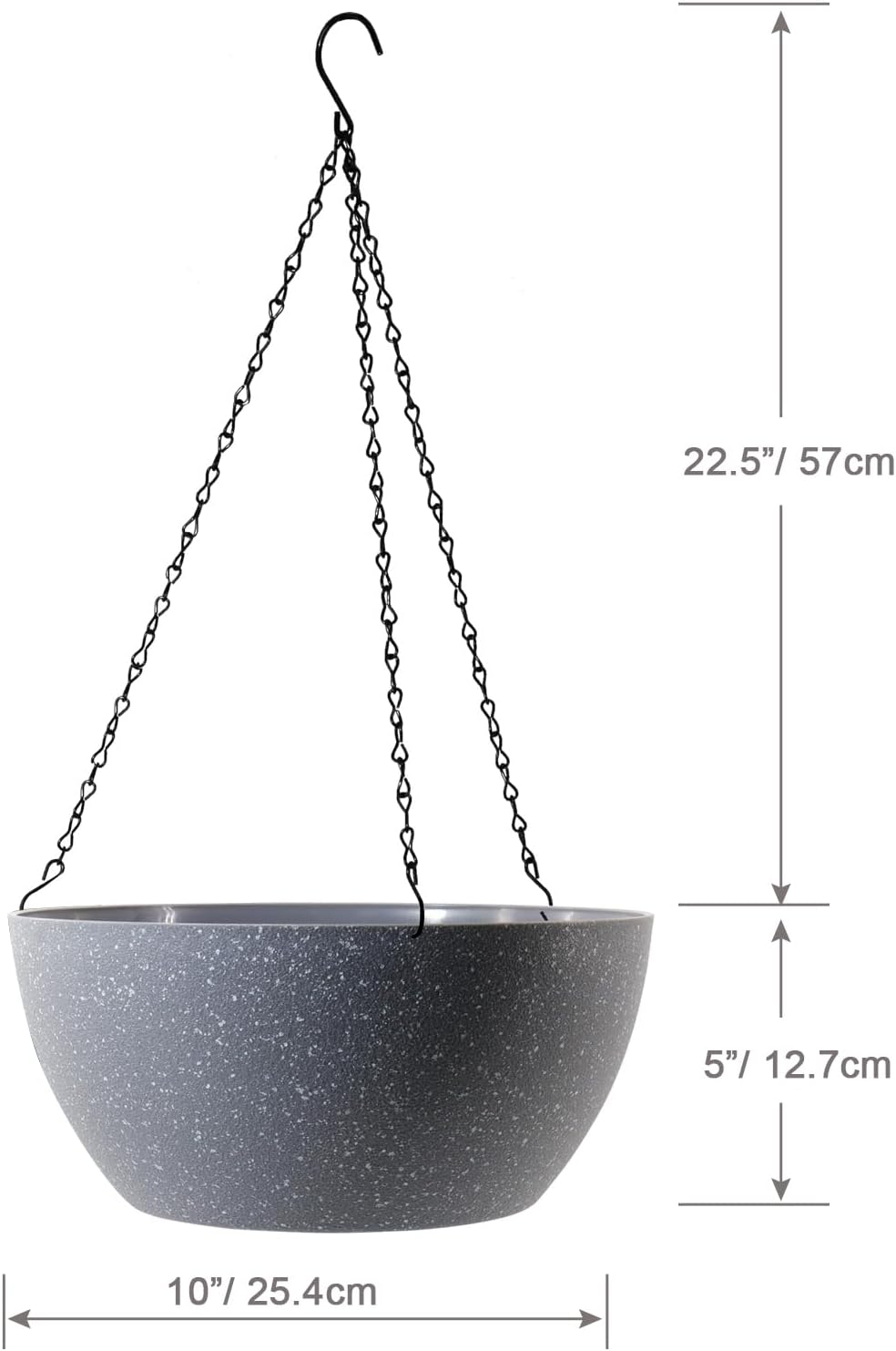 10 inch Hanging Planters for Outdoor Indoor Plants with Drainage Holes and Chain, 2 Pack Round