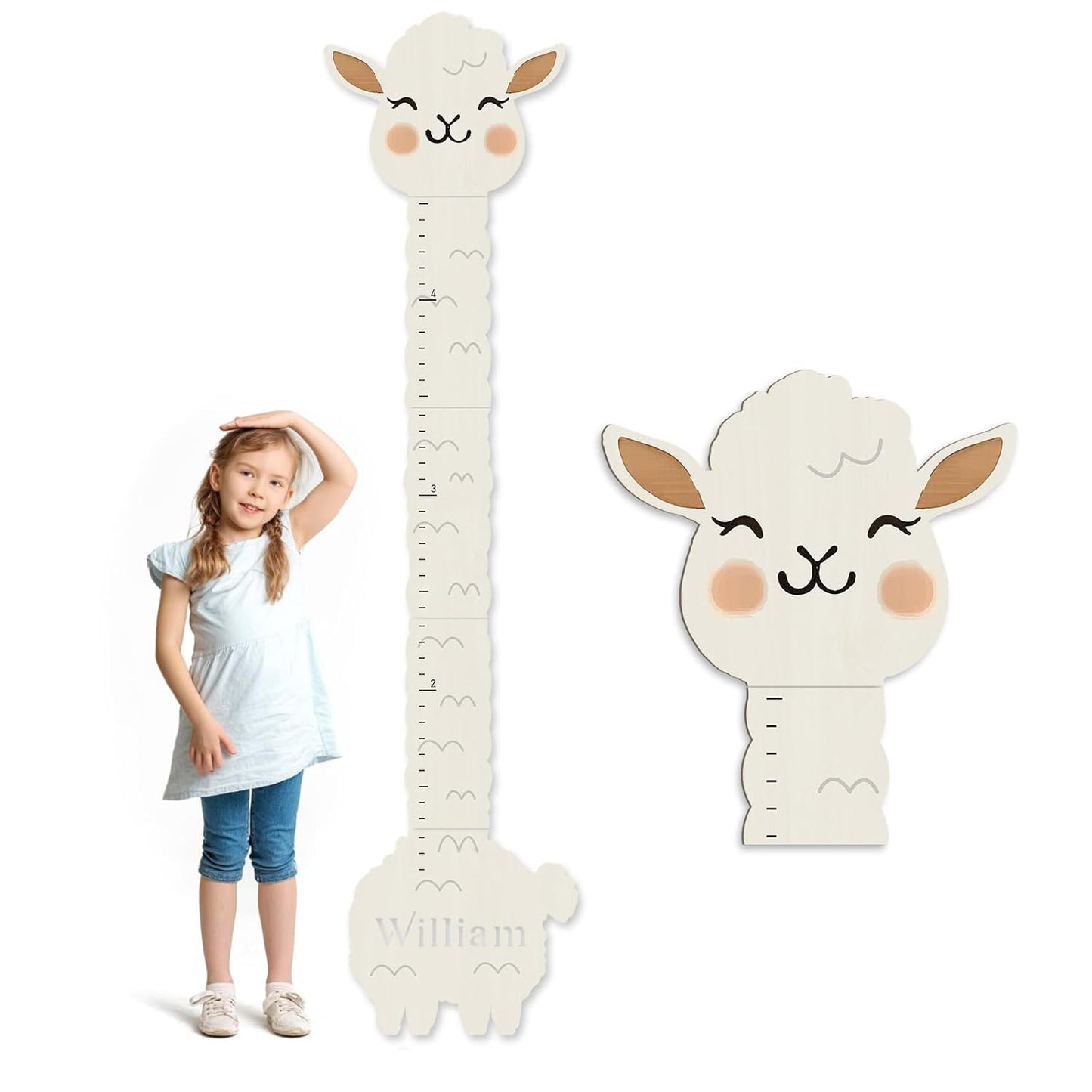 Personalized Name Height Chart for Kids, Alpaca Wood Growth Chart, Height Measuring for Children