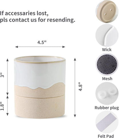 Nihow Self Watering Plant Pot: 4.5 Inch Ceramic Planter with Drainage Hole & Water Storage Plus for