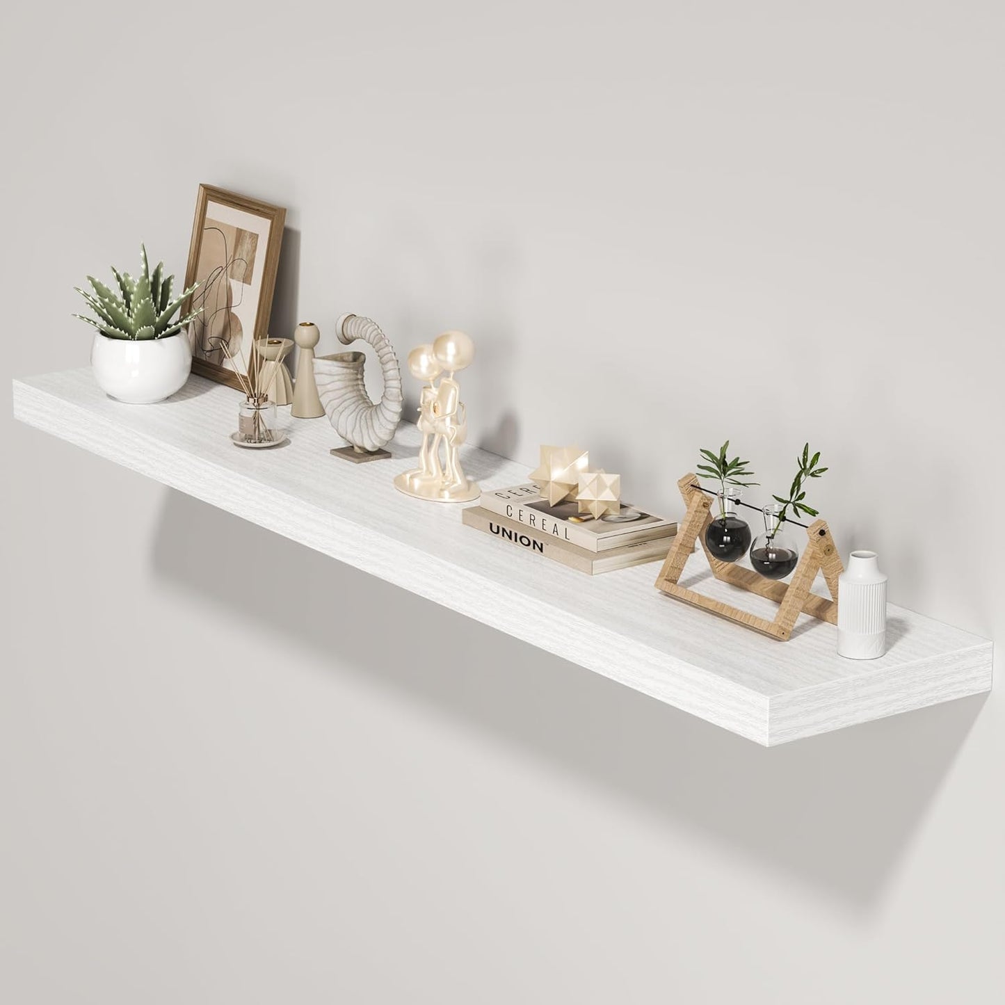 Floating Shelves for Wall, 55"W x 9.3"D x 1.5"H, Long Wooden Wall Mounted Display Shelves with