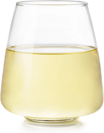 Libbey Stackable Stemless Wine Glasses Set of 6, Tapered Bulb Shaped All Purpose Wine Glass Set