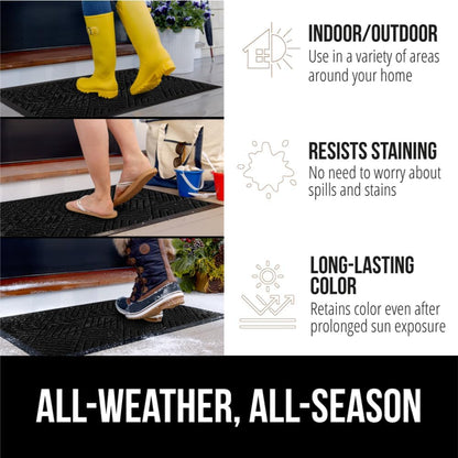 GORILLA GRIP 100% Waterproof All-Season WeatherMax Doormat US Designed Natural Rubber, Stain and