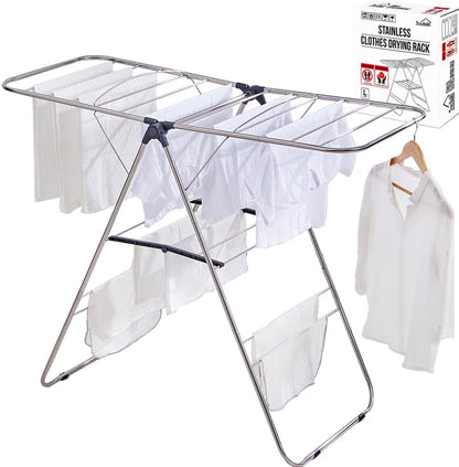 TRES BELLE 25NEW Stainless Steel Clothes Drying Rack(L)–Foldable,Lightweight,Anti-Slip Elastic
