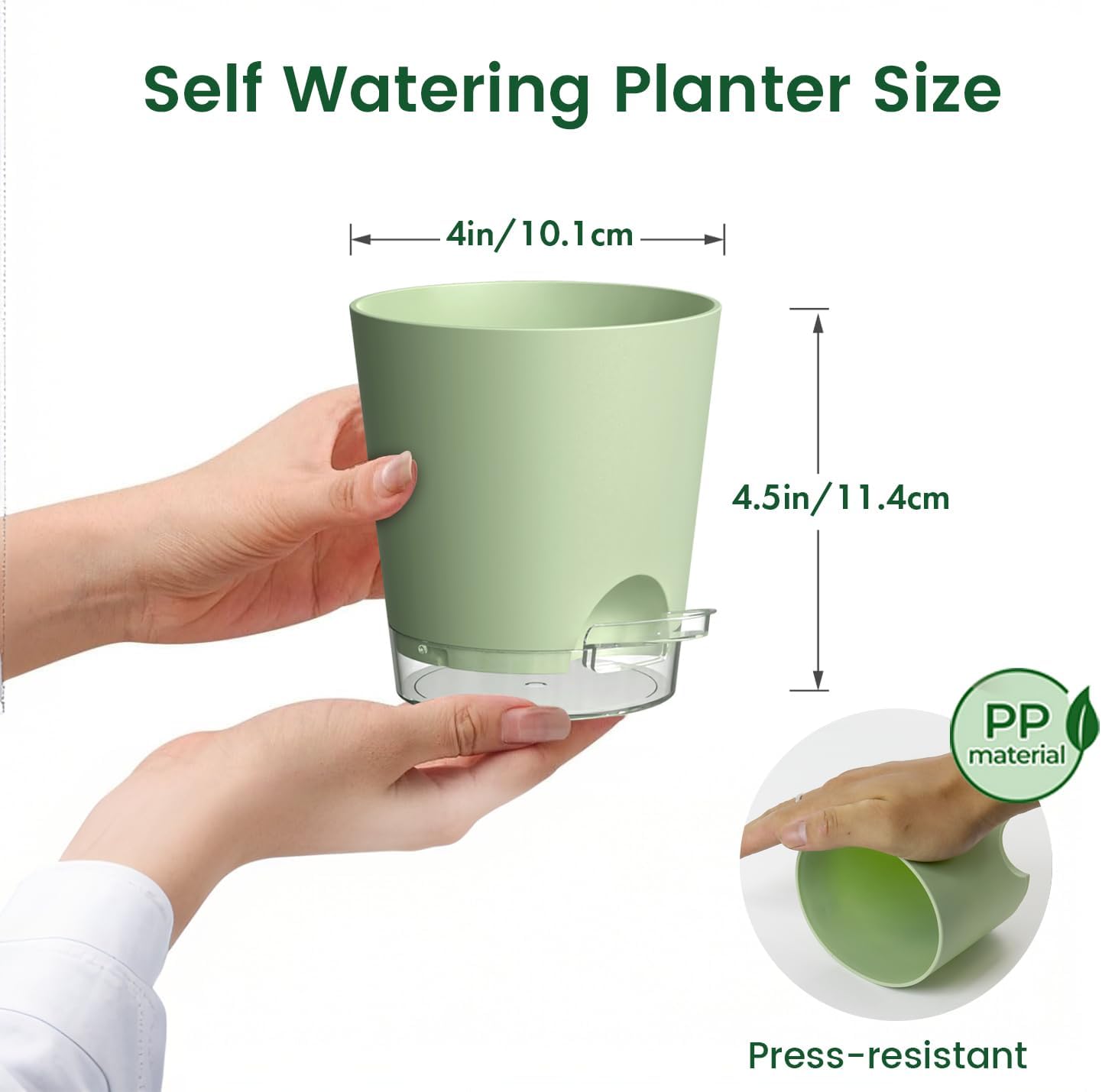 4 inch Self Watering Pots for Indoor Plants, 5 Pack Small Flower Plant Pots with Drainage Holes and