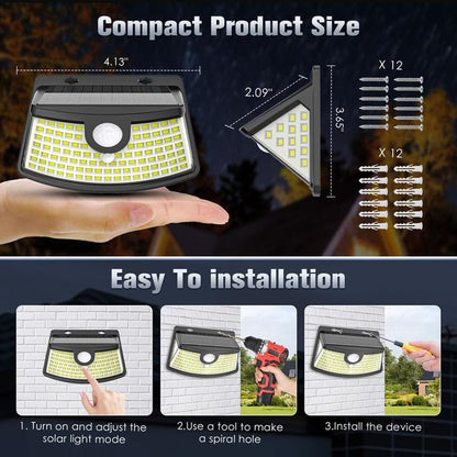 Aootek New Solar Motion Sensor Lights 120 LEDs with Lights Reflector,270° Wide Angle, IP65