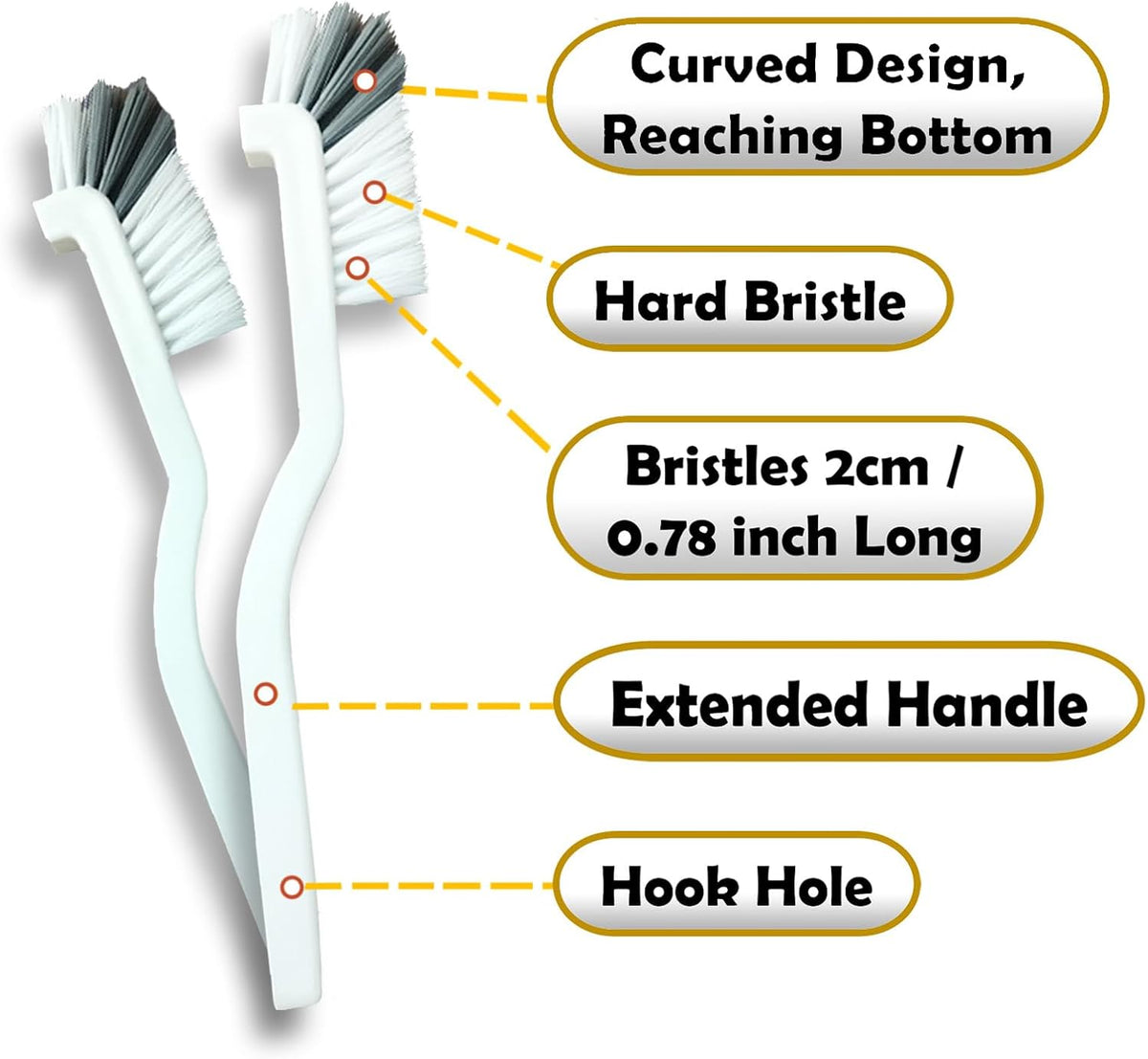 Crevice Cleaning Brush Set, Multi-Purpose Hard Bristle Brushes for Deep Cleaning Kitchen, Bathroom