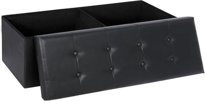 SUPER DEAL 43 Inch Folding Storage Ottoman Bench, Faux Leather Storage Chest Shoes Bench with