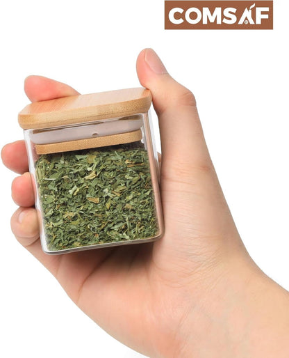 ComSaf Spice Jars with Labels 4 oz 6Pack, Small Spice Containers Starter Set, Glass Seasoning Jars
