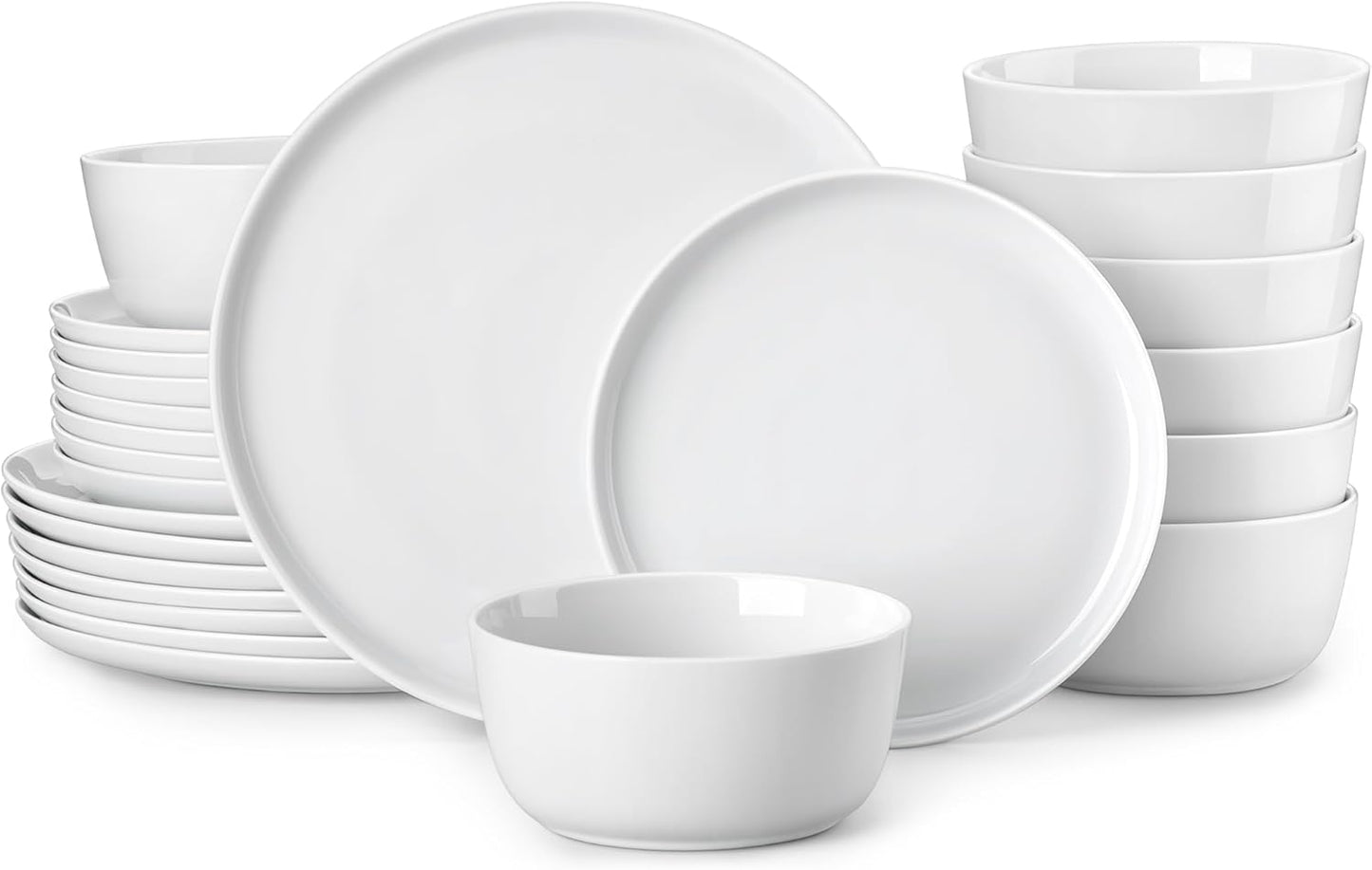 MALACASA 24 Pieces Gourmet Porcelain Dinnerware Sets, Premium Plates and Bowls Set, High-Fired