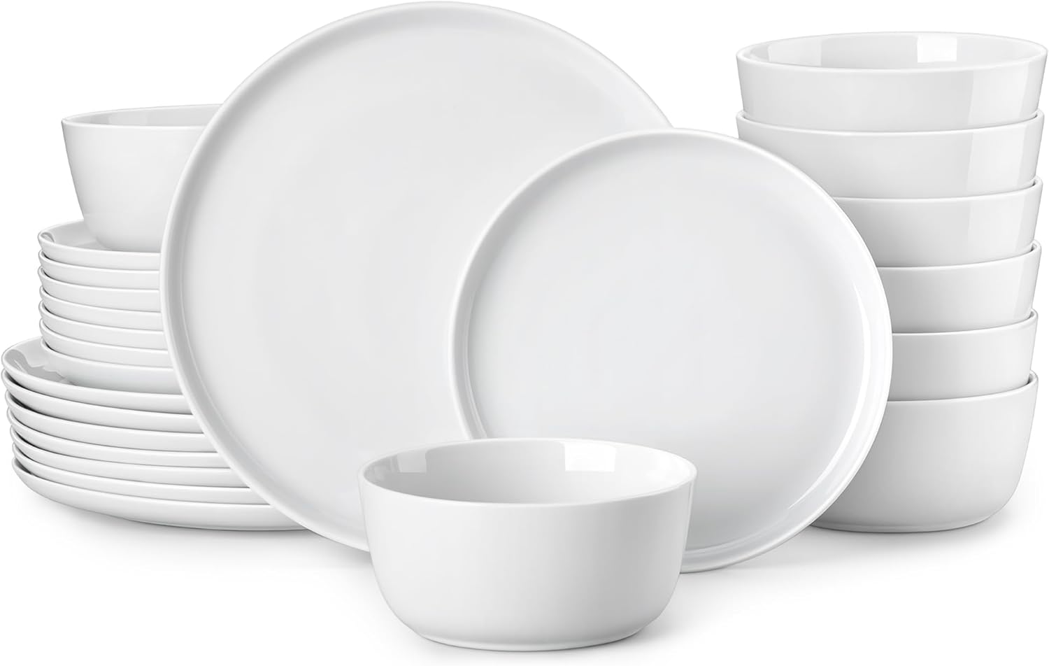 MALACASA 24 Pieces Gourmet Porcelain Dinnerware Sets, Premium Plates and Bowls Set, High-Fired