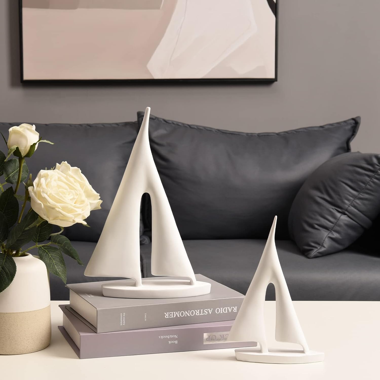 Modern Sculptures Home Decor, Sailboat Decor Ornament, Boat Decorations Statue Decor, Art