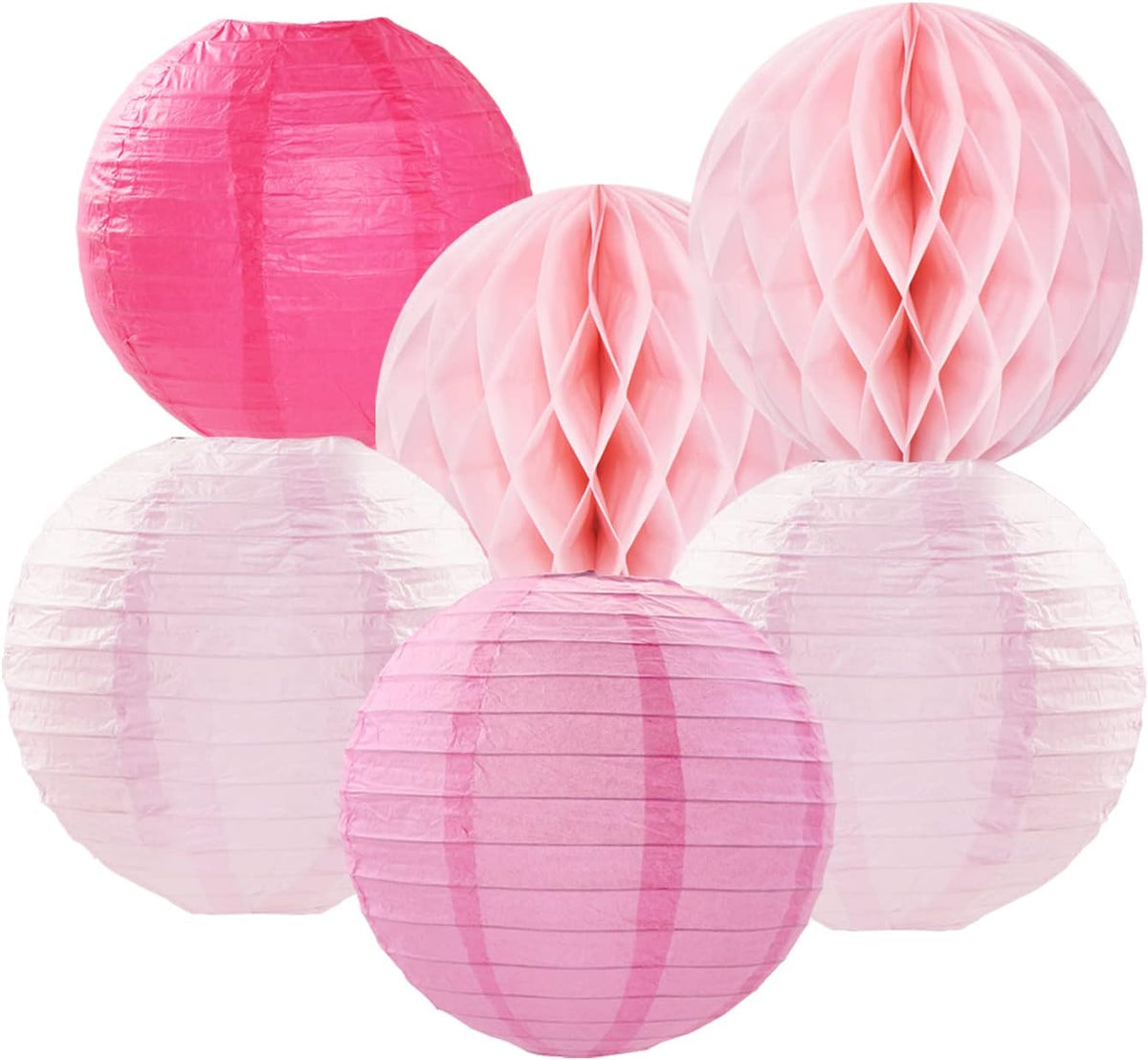 Rose Hot-Pink Party Decorations Streamers - 14pcs Girl Birthday Baby Shower Paper Lanterns
