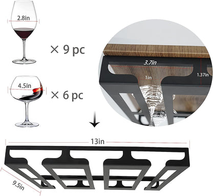 Wine Glass Rack - Under Cabinet Stemware Wine Glass Holder Glasses Storage Hanger Metal Hanging