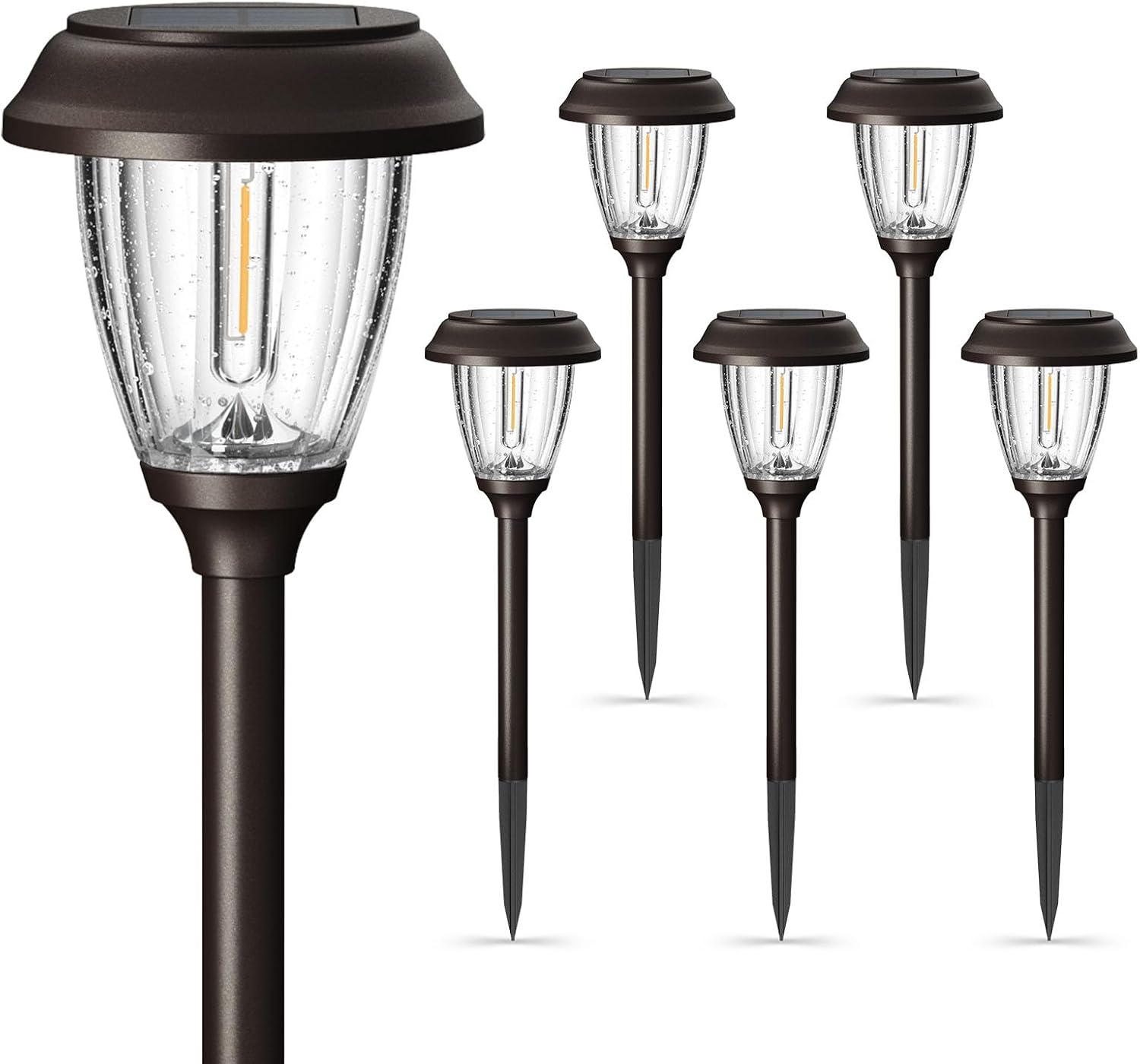XMCOSY+ Solar Lights Outdoor 10/25 LM LED with 2 Lighting Modes, Solar Garden Lights Glass and