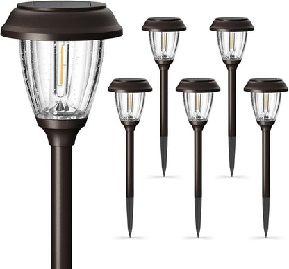 XMCOSY+ Solar Lights Outdoor 10/25 LM LED with 2 Lighting Modes, Solar Garden Lights Glass and