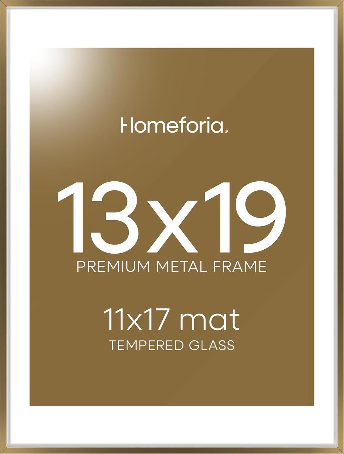Homeforia 13x19 Picture Frame Bronze, High End Metal 13x19 Brass Poster Frames with Mat 11x17 for