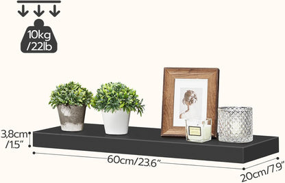 HOOBRO Floating Shelves for Wall, Wall Mounted Shelf Set of 2, 23.6" Hanging Shelf with Invisible