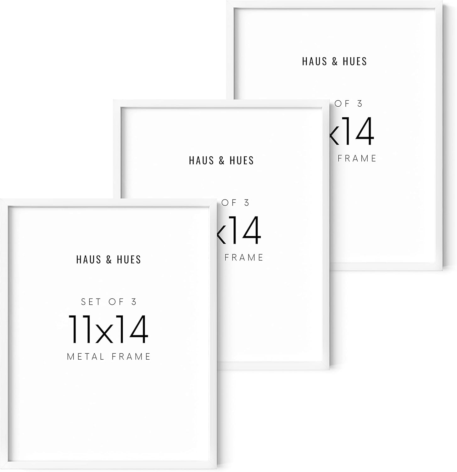 HAUS, HUES 11x14 Picture Frame Set of 3-White Frames, 11x14 White Frames, 14x11 White Frames