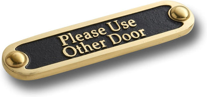 Please Use Other Door Brass Door Sign. Traditional Style Home Décor Wall Plaque Handmade By The