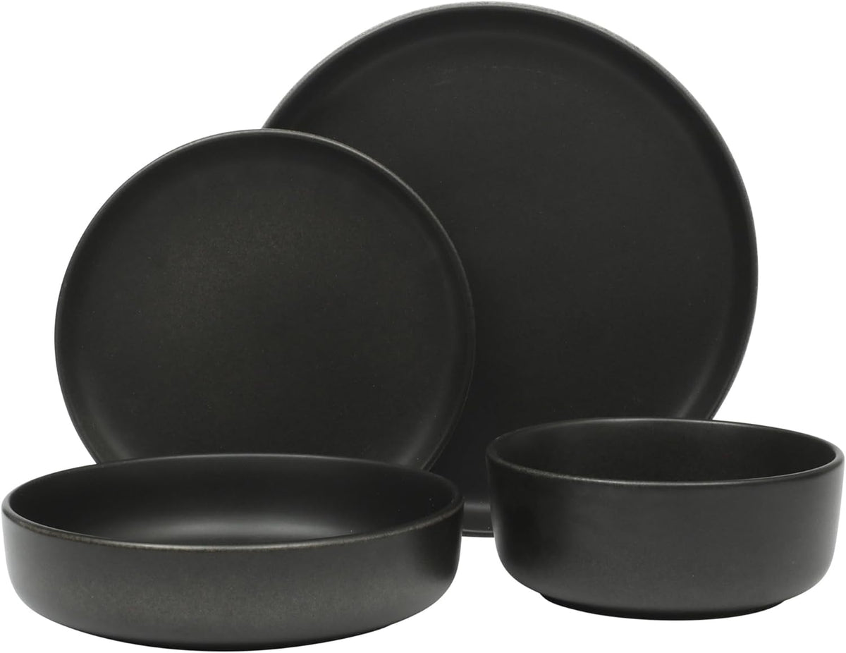 Gibson Elite Pasco 16 Piece (Service for 4) Plates and Bowls Double Bowl Reactive Glaze Dishes