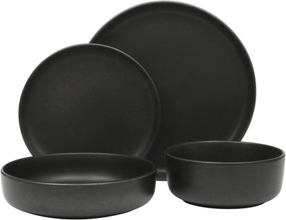 Gibson Elite Pasco 16 Piece (Service for 4) Plates and Bowls Double Bowl Reactive Glaze Dishes
