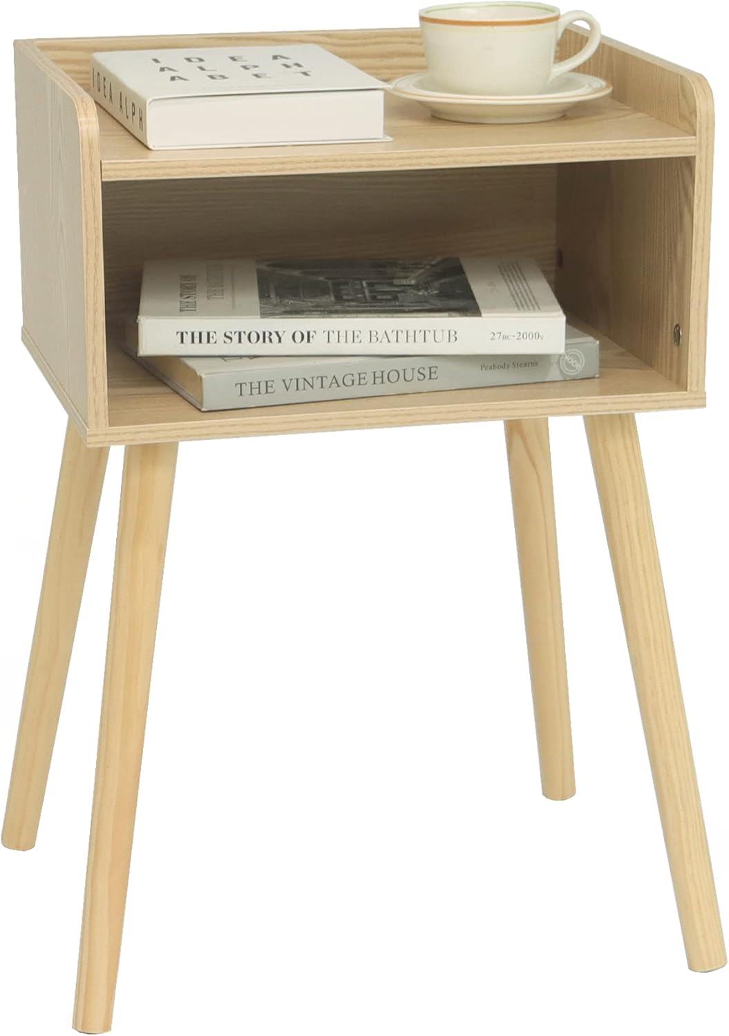 MaxSmeo Nightstand, Mid Century Modern Side Table Bedroom with Storage, Small End Bedside Table
