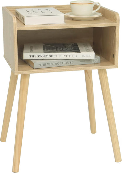 MaxSmeo Nightstand, Mid Century Modern Side Table Bedroom with Storage, Small End Bedside Table