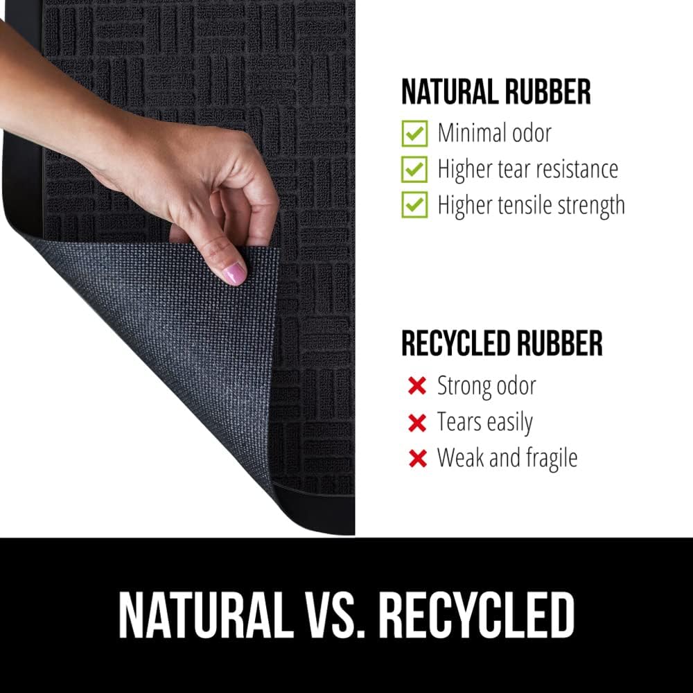 GORILLA GRIP 100% Waterproof All-Season WeatherMax Doormat US Designed Natural Rubber, Stain and