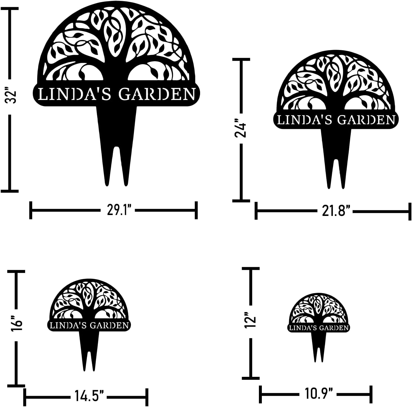 Personalized Tree of Life Metal Garden Sign with Stake, Custom Family Name Sign for Outdoor, Nature