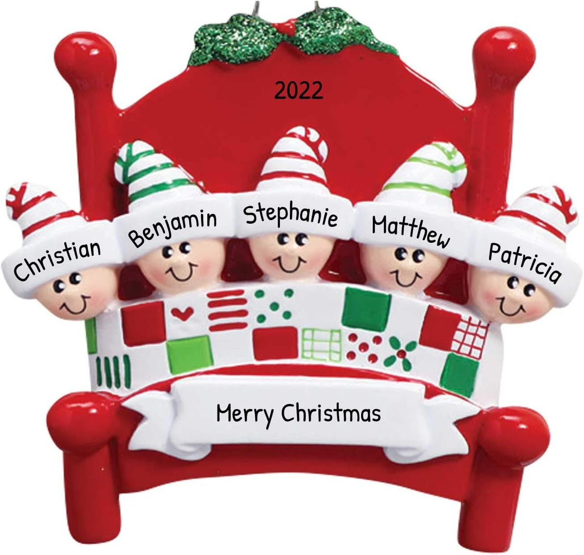 Bedtime Family of 5 Ornament 2025 Personalized Family Christmas Ornaments 2025 | Tucked in Together