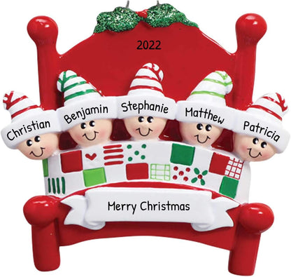 Bedtime Family of 5 Ornament 2025 Personalized Family Christmas Ornaments 2025 | Tucked in Together