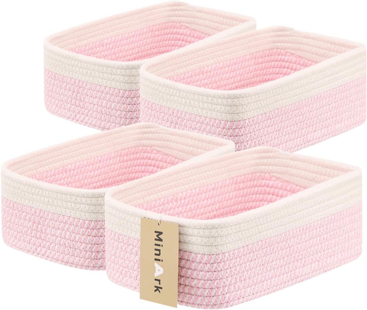 Small Storage Baskets for Organizing | Closet Organizer Bins | Shelf Toy Basket | Woven Rope