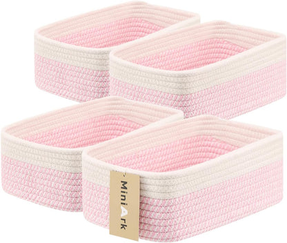 Small Storage Baskets for Organizing | Closet Organizer Bins | Shelf Toy Basket | Woven Rope