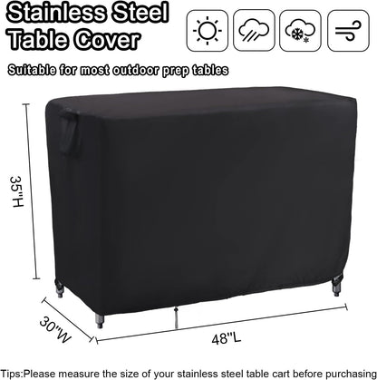 Kingling Outdoor Prep Table Cover 48 Inch, Waterproof Stainless Steel Table Cover Metal Outdoor
