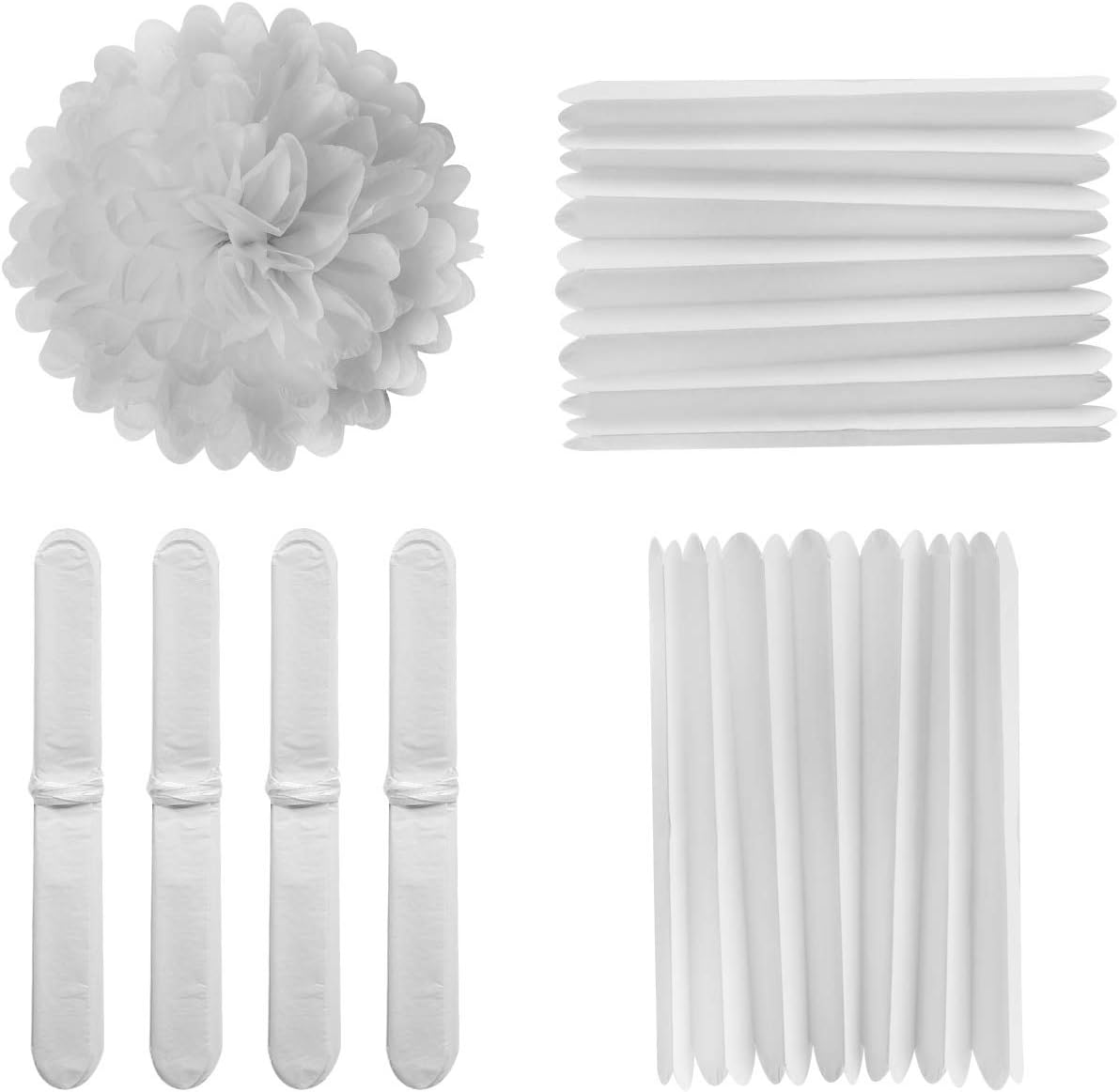 MISU 10" White Tissue Pom Poms DIY Tissue Paper Flowers for Birthday Wedding Baby Shower Tea Party